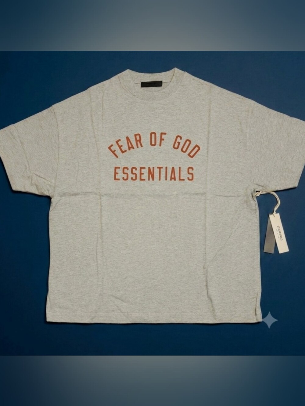 Fear of God Essentials Crewneck T-shirt Men's Medium Oversized, Gray/Red, 💯.